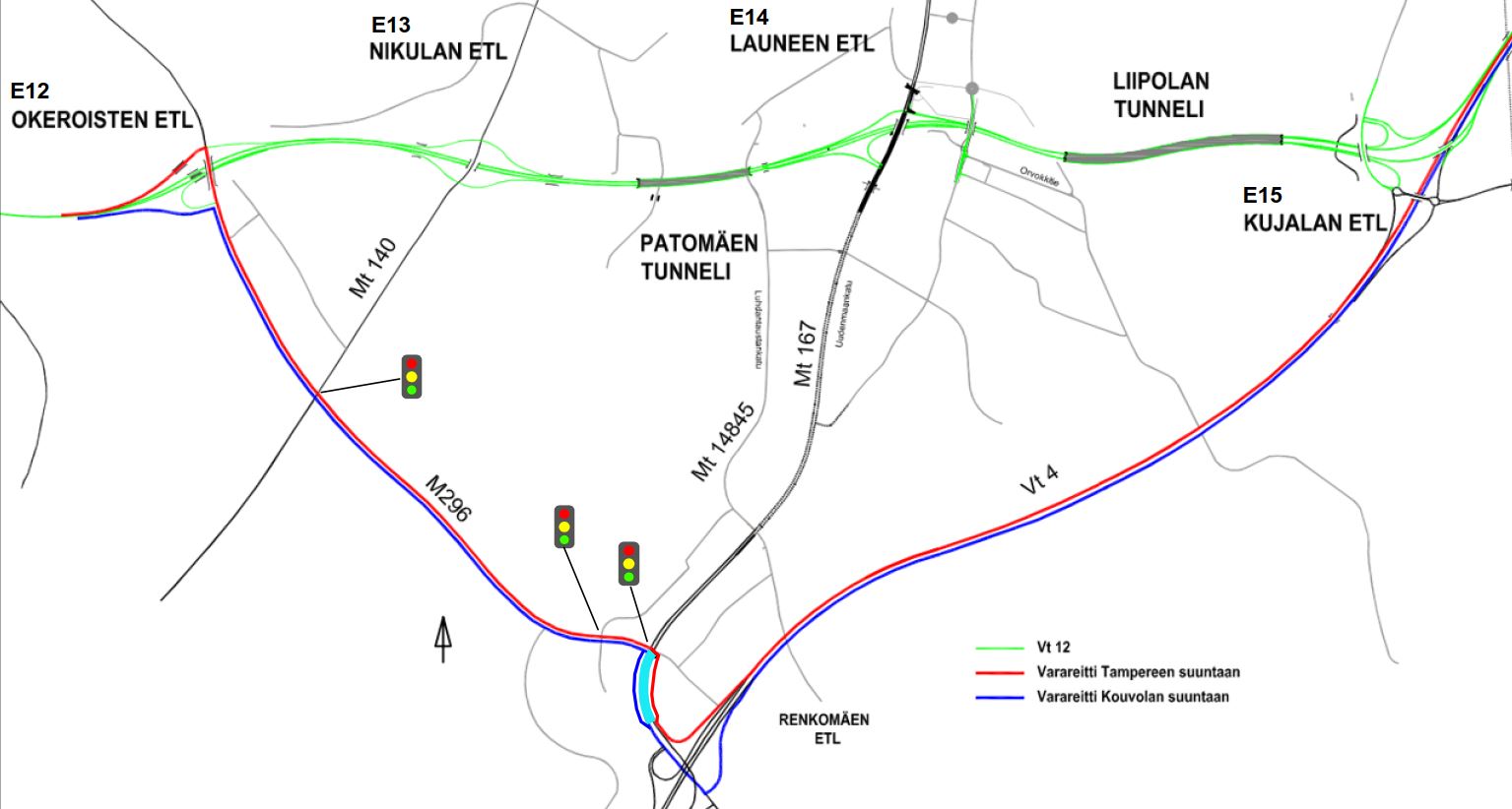 Lahden kehätien tunneleissa yösulku