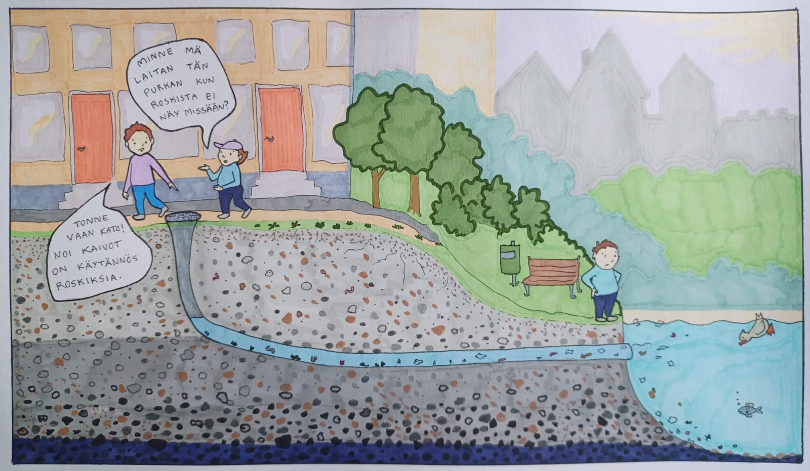 Lahden katukaivot saavat uudet tarrat: kampanja ehkäisee vesistöjen roskaantumista