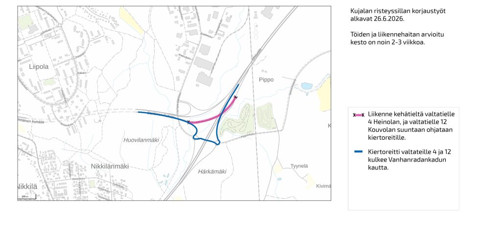 Kujalan risteyssilta remontissa – liikenne ohjataan kiertoreitille