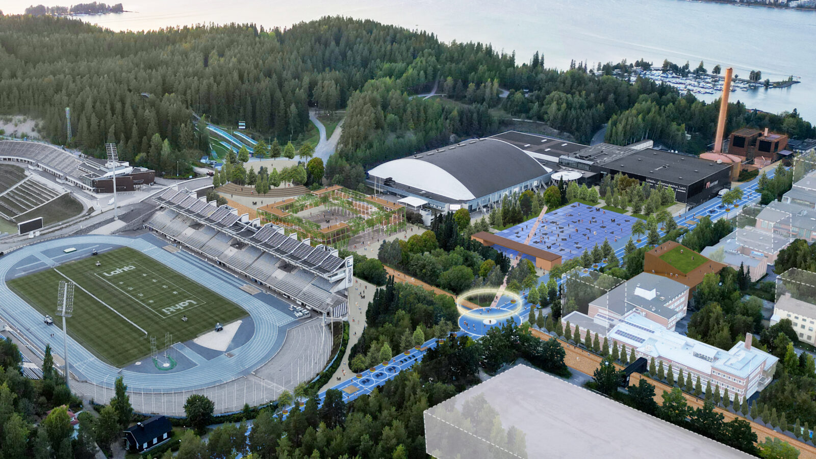 Kansainvälinen tiimi voitti Lahden urheilukeskuksen suunnittelukilpailun